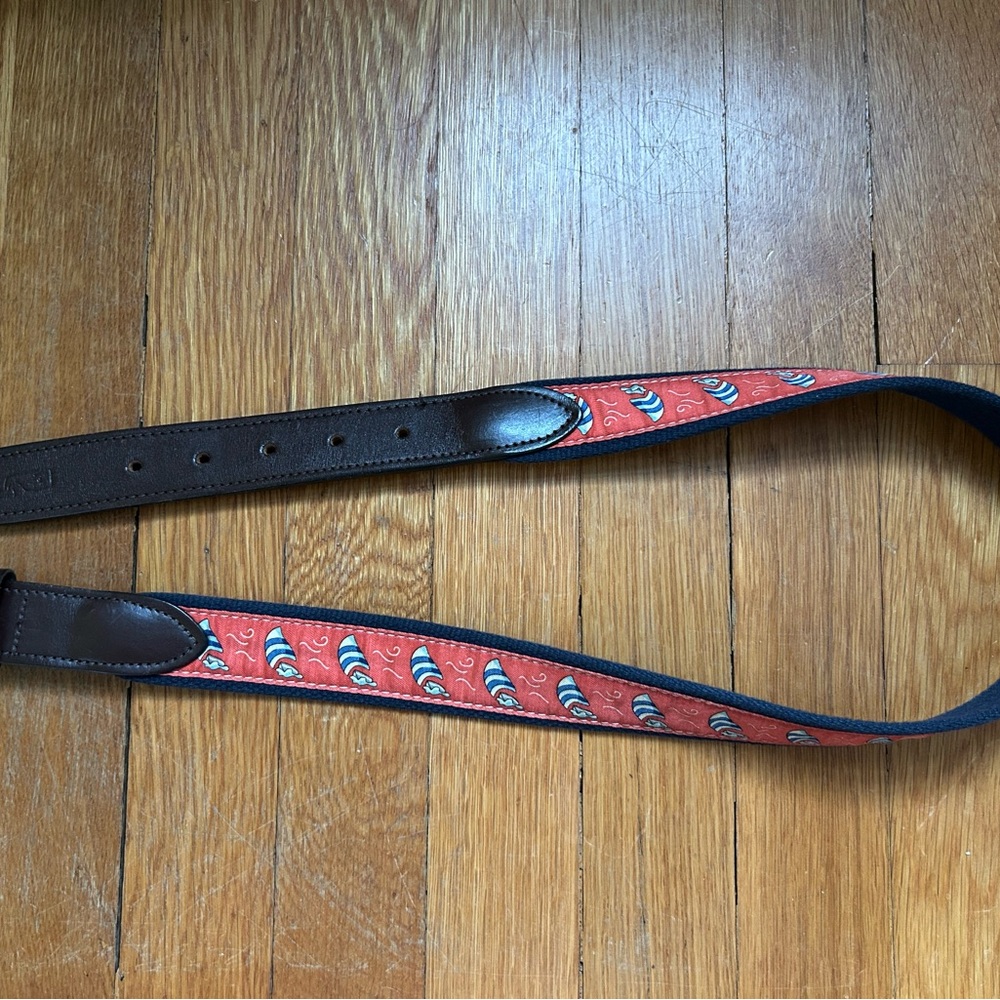 Vineyard Vines Navy and Brown Leather Belt